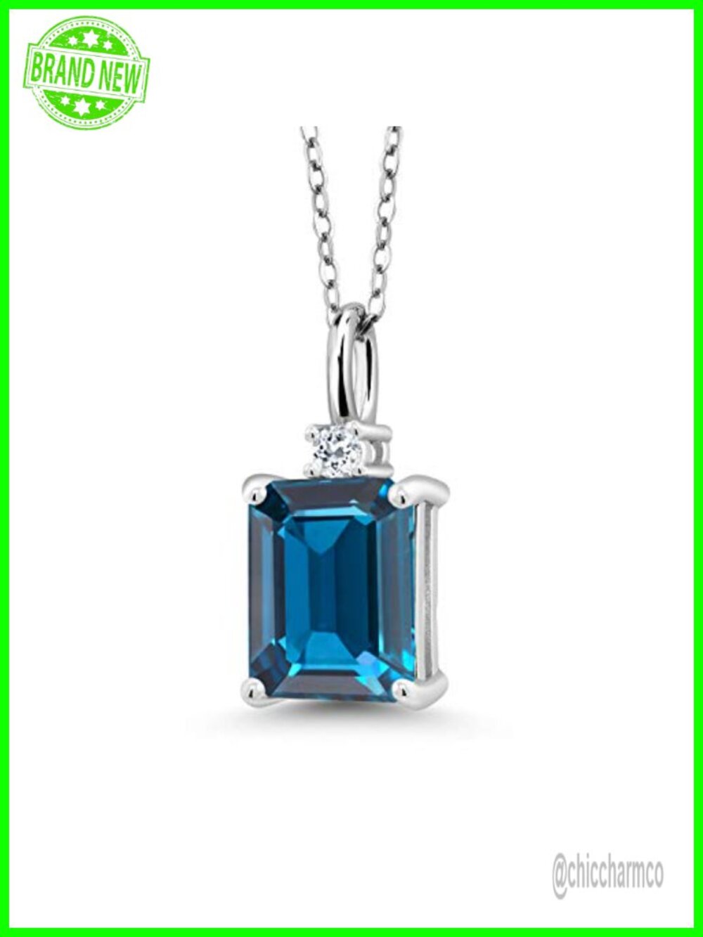 2.75 Cttw London Blue Topaz Pendant Necklace 925 Sterling Silver Emerald Cut 18"